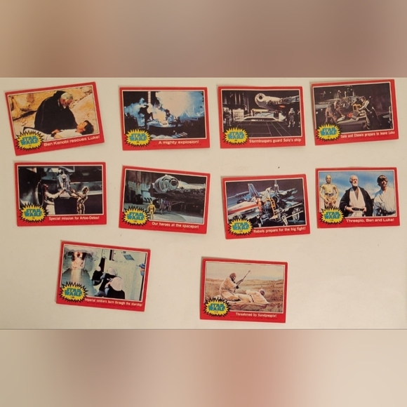 10 - 1977 Star Wars 2nd Series Trading Cards,(Red Border) And 2 Rare Stickers - Picture 1 of 6